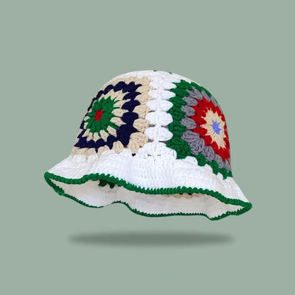Dopamine Autumn Crochet Panama Cap Korean Handmade Bucket Hats
