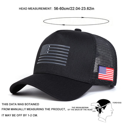 Unisex American Flag Embroidery Baseball Net Caps Outdoor Adjustable Casual Hats Sunscreen Hat Sports Cap