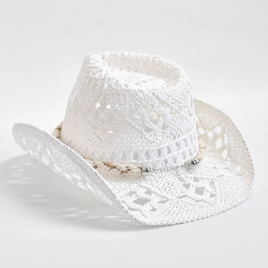 Summer Hand Woven Straw Hat For Women Shell Decoration Holiday Beach Sun Hat