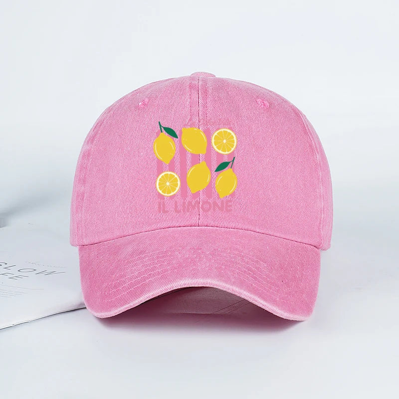 “IL Limone” Printed Vintage-Washed Baseball Cap