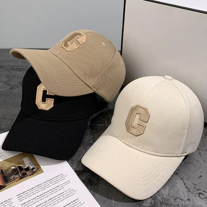 Simple Letter C Embroidered Baseball Cap For Solid Color Adjustable Sun Hat Unisex Casual Cap