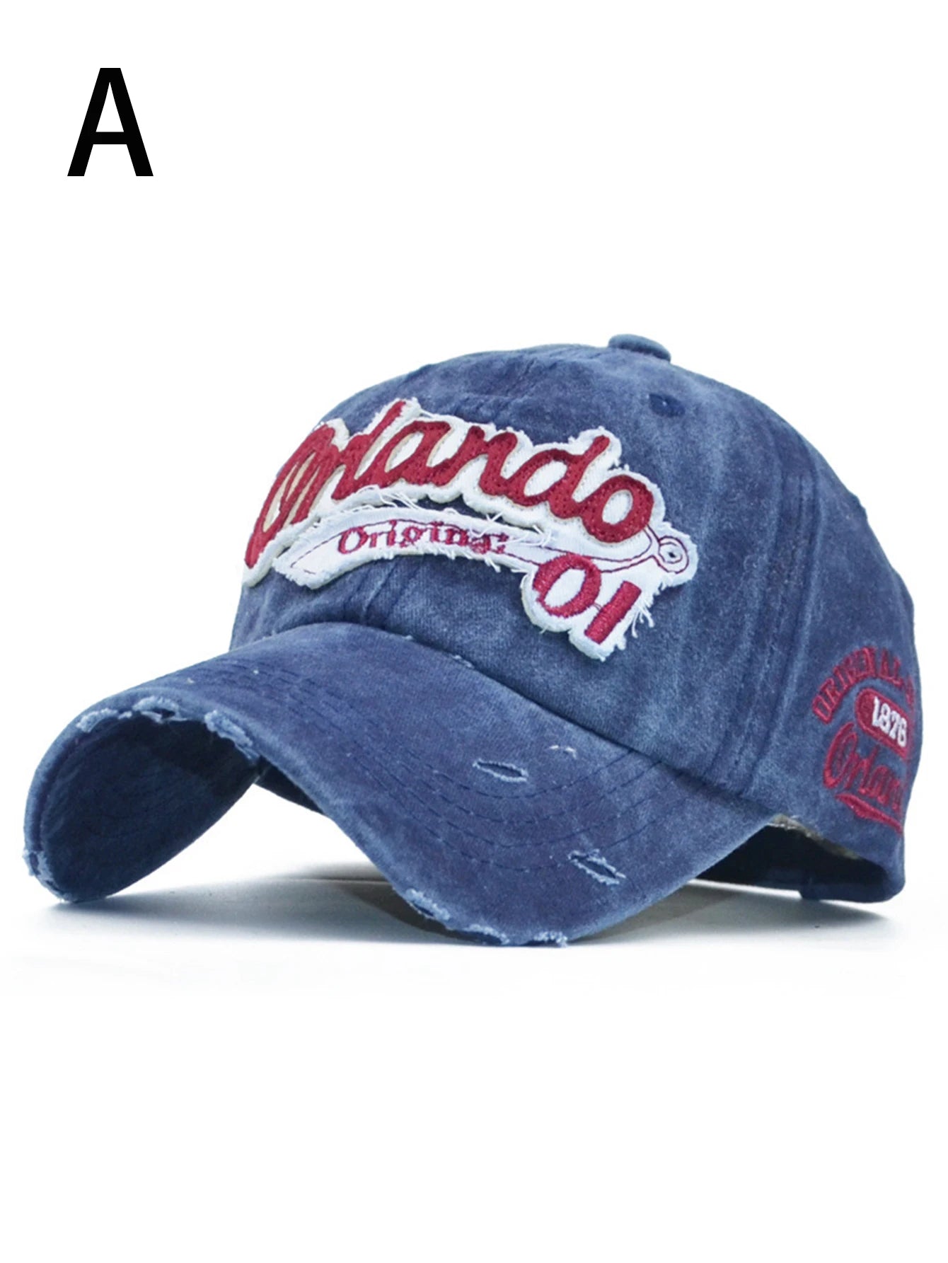Unisex All Season Fashionable Washed Retro Retro Letter Orlando Baseball Cap