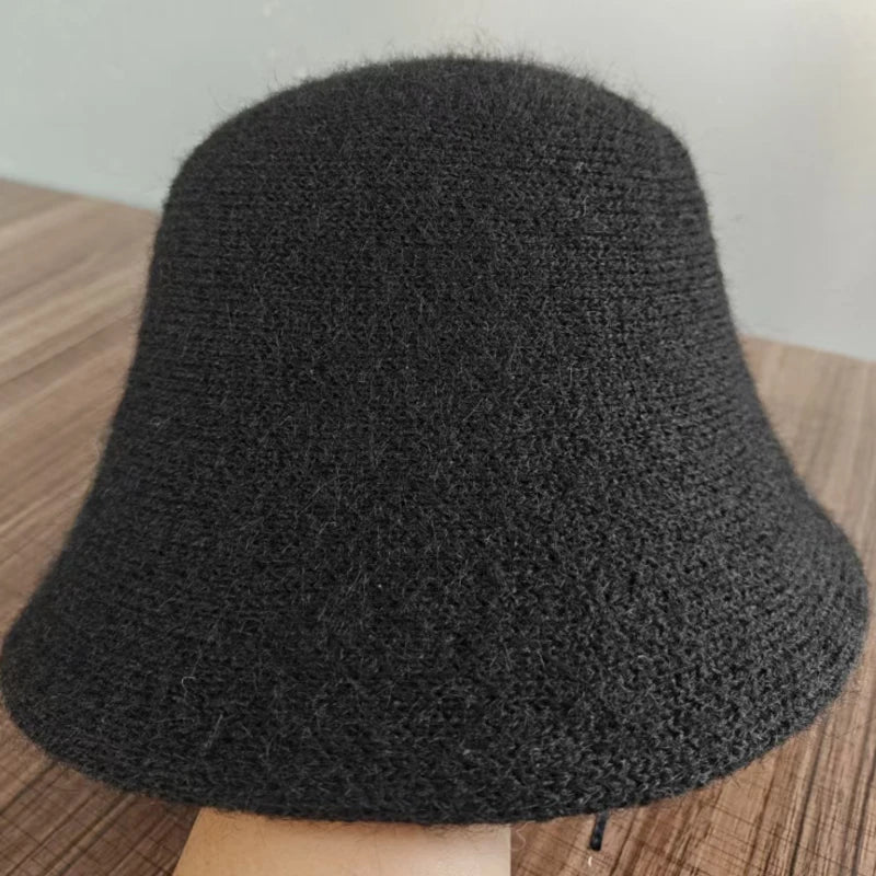 Retro Dome Wool Felt Bucket Hat Women Autumn Winter