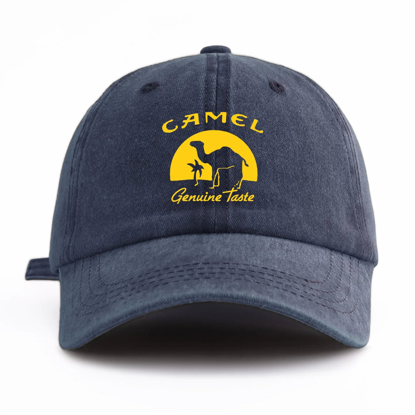Camel Print Washed Baseball Cap for Adults, Minimalist Retro Style Casual Soft Adjustable