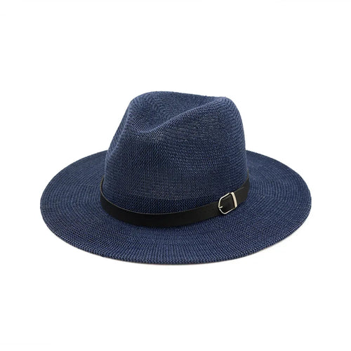 Navy Blue Beach Straw Hat Women Men