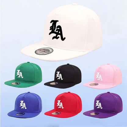 1PC "Edgy LA Emblend Flat Edged Snapback cap, Stylish Streetwear Aesthetic