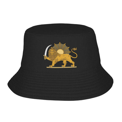 Lion And Sun Persian Emblem Bucket Hat Summer Casual Fisherman Hats For Couple