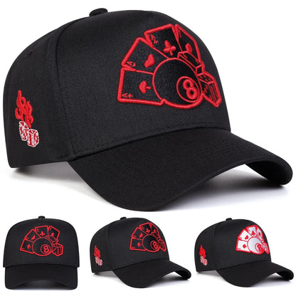 Unisex Poker Embroidery Baseball Caps Spring and Autumn