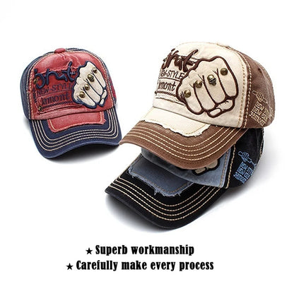 High Quality Fist Rivet Element Embroidery Cotton Baseball Cap Hip Hop Hat