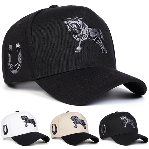 Unisex Horse Embroidery Baseball Caps Spring Autumn Outdoor Adjustable Casual Hats Sunscreen Hat Sports Cap