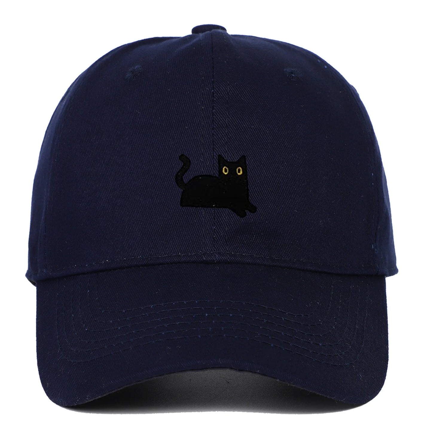 Cute Cat Embroidery Soft Top Baseball Cap Men and Women Summer