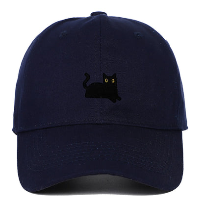 Cute Cat Embroidery Soft Top Baseball Cap Men and Women Summer
