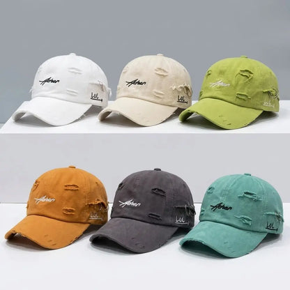 Casual Unisex Baseball Cap Broken Hole Iron Ring Peaked Cap