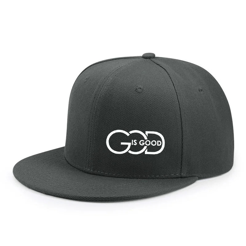 Unisex Adjustable Baseball Cap Street Flat Brim Hat Printed God Is Good Casual Headwear Men And Women
