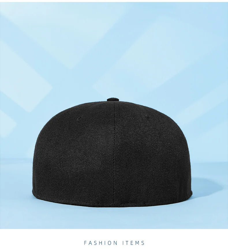 Big Bone Man Plus Size Blank Snapback Cap Plain Back Closed Sport Hat Men Woman Flat Bill Solid Hats