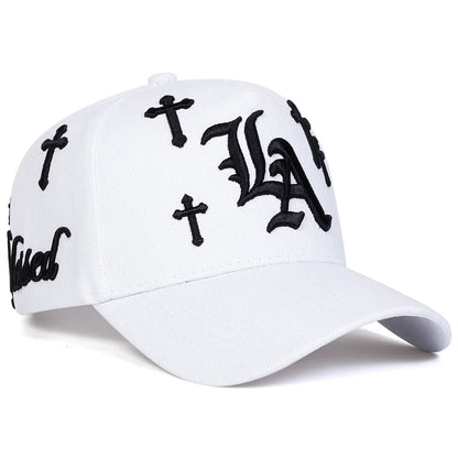 Unisex Gothic LA Cross Embroidery Baseball Caps Spring Autumn