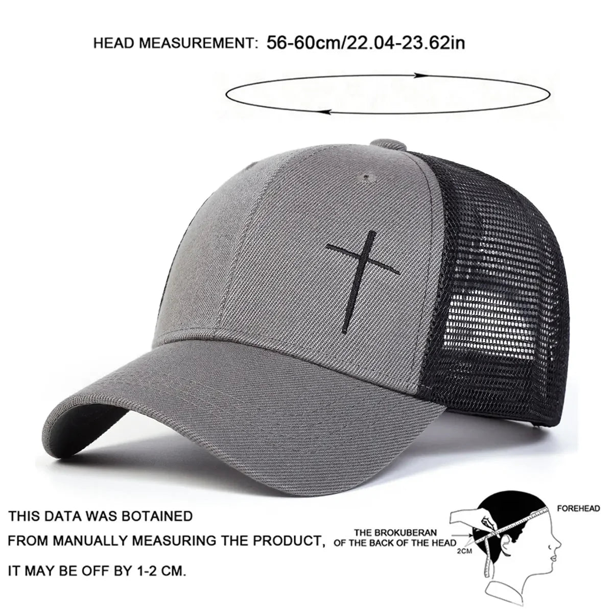 Unisex Cross Embroidery Baseball Net Caps