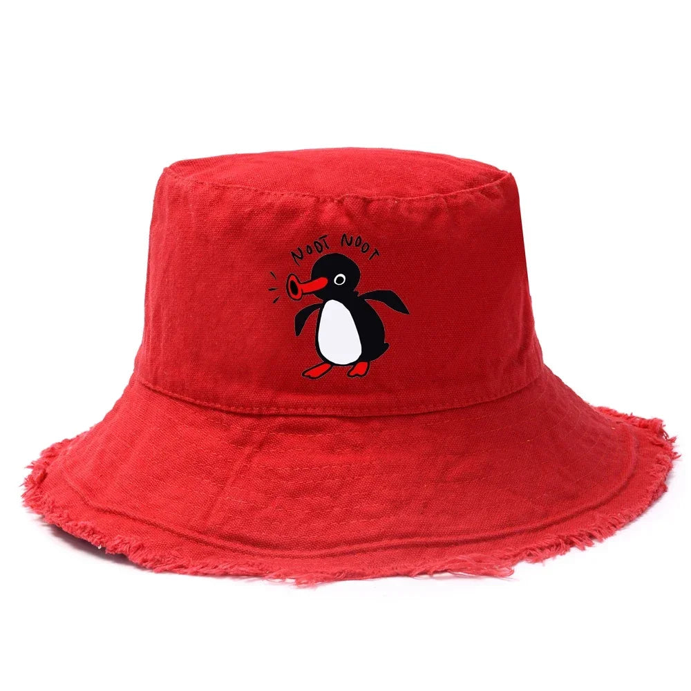 Summer Penguin Bucket Hat Reversible Bob Men Women Cotton
