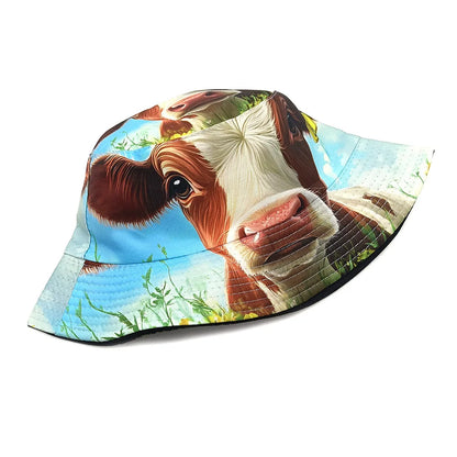 Cute Animal Cow Pattern Panama Summer Sunscreen Fisherman Hat