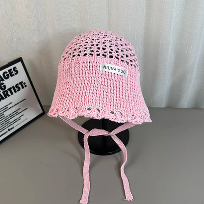 Korean Sle Summer Knitted Bucket Hat Women's