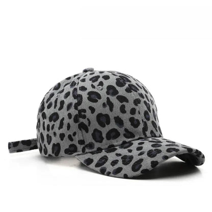 Unisex Leopard Baseball Cap For Women Men's Retro Corduroy Winter Hat