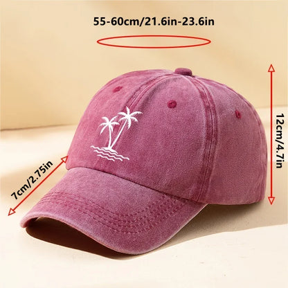 Vintage Palm Tree Print Design Baseball Cap Men Women