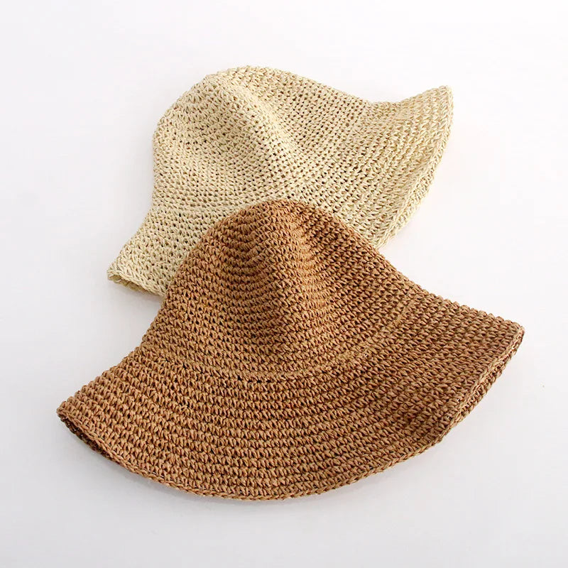 Handmade Straw Woven Retro Fisherman Hat Big Edge Foldable Sun Hat