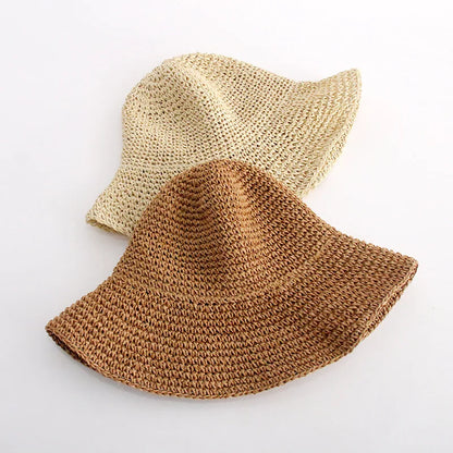 Handmade Straw Woven Retro Fisherman Hat Big Edge Foldable Sun Hat