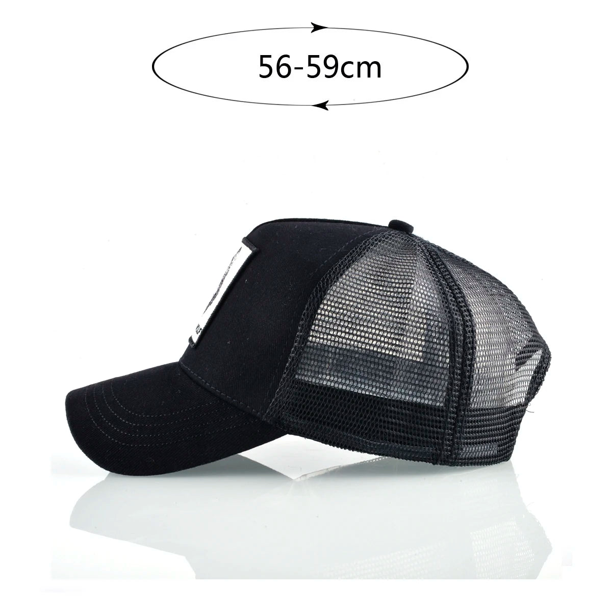 Unisex Black Baseball Cap With Animals Embroidery Patch For Men Women