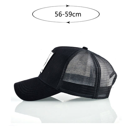 Unisex Black Baseball Cap With Animals Embroidery Patch For Men Women