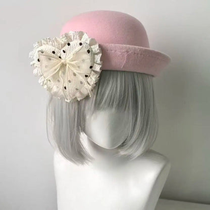 Y2K Original Lace Polka Dot Heart-Shaped Beret