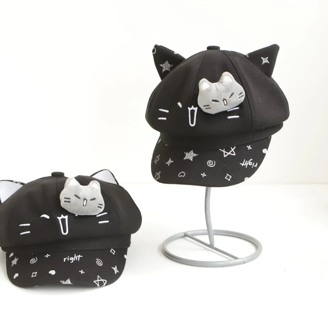 2026 New Cute Cat Ear Octagonal Hat