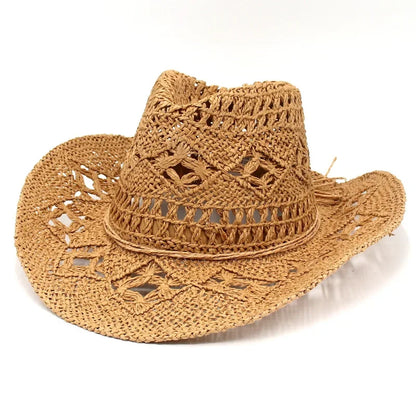 Western Vintage Breathable Lace Hollow Design Lightweight Outdoor Jazz Hat