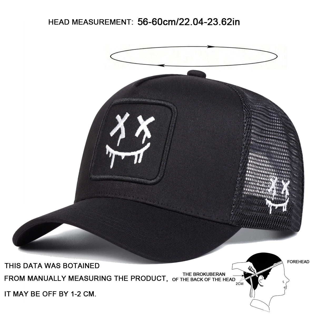 Unisex XX Smiling Face Embroidery Baseball Net Caps Spring and Summer