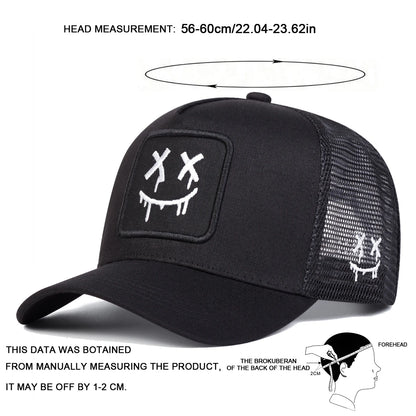 Unisex XX Smiling Face Embroidery Baseball Net Caps Spring and Summer