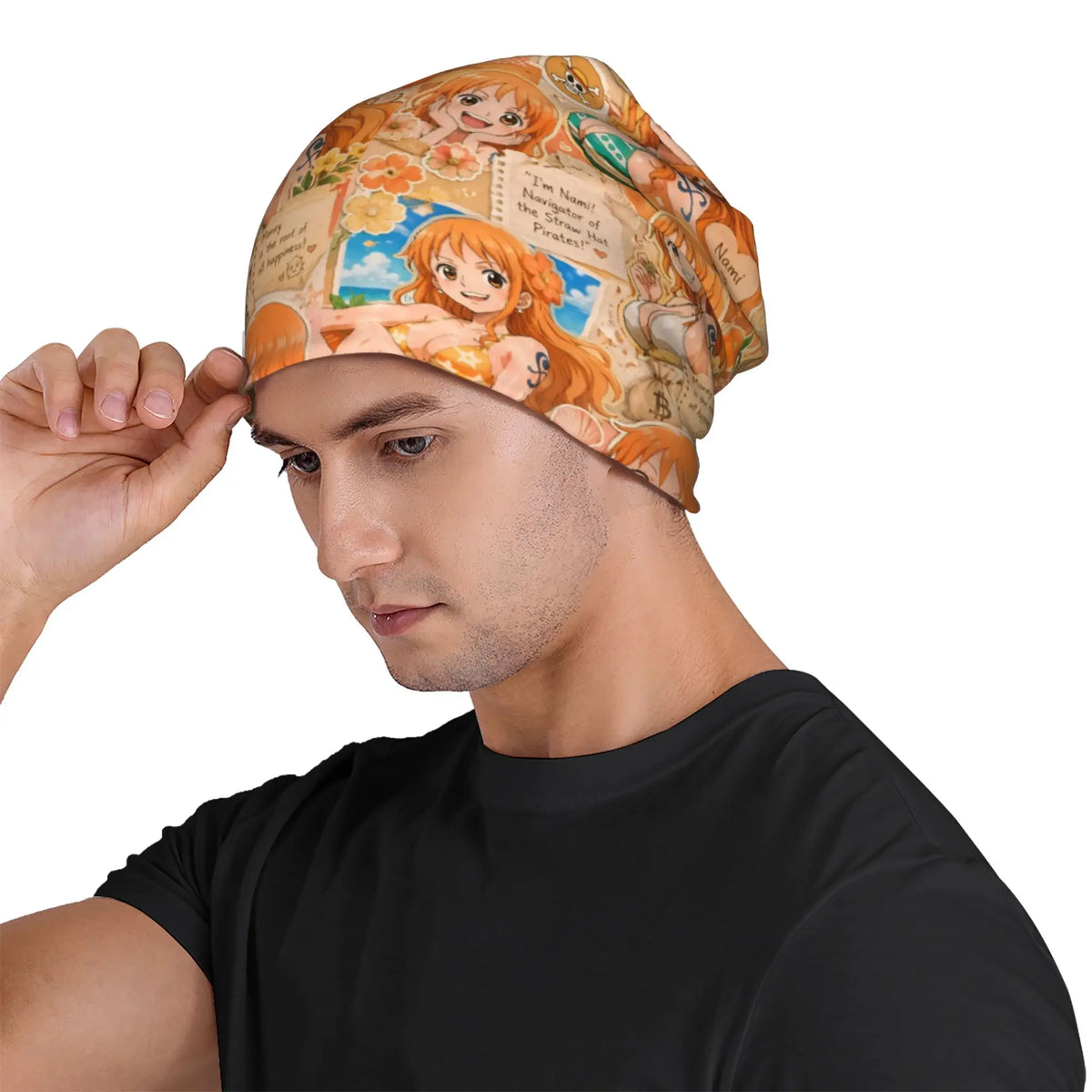 Nami Anime Comic Bonnet Hats  Hip Hop Knit Hat For Women Men