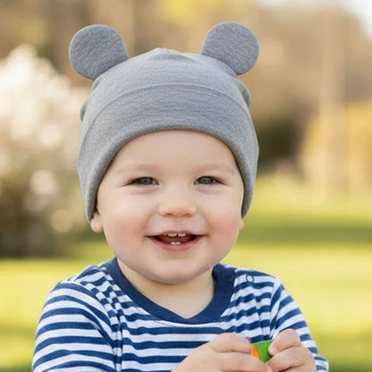 Baby Beanie Hat With Bear Ears Solid Color Baby Hats