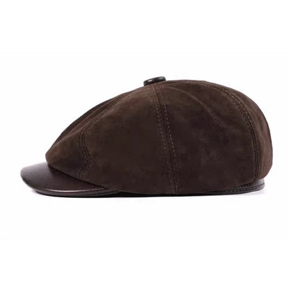 Retro Spring Genuine Suede Leather Boina Hat