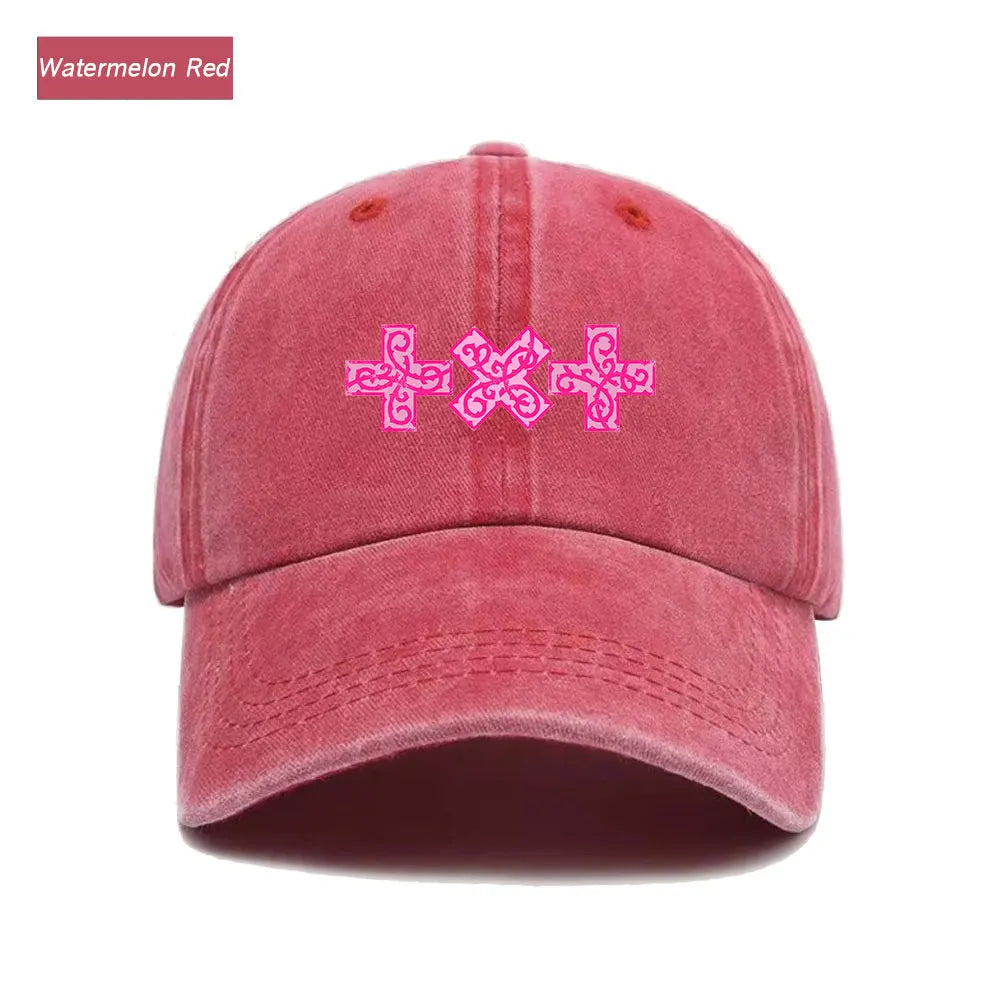 Washed Printed Trucker Style Unisex Cotton Streetwear Summer Sun Hat