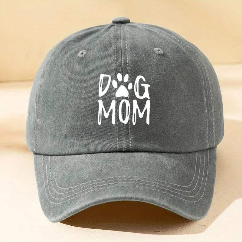 Classic Washed Retro Dog Mom Printed Baseball Cap