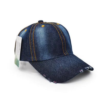New Unisex Vintage Distressed Flat Cap Denim Hat Baseball Jean Hat Cap