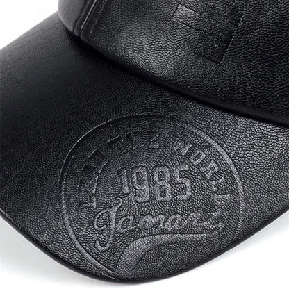 Unisex 1985 Letter Imprinting Leather Baseball Caps Spring and Autumn