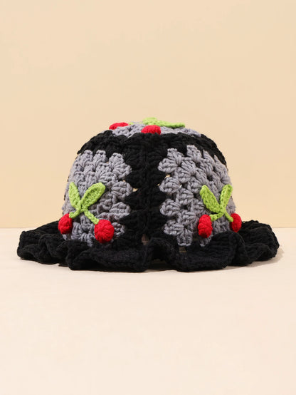 Retro Cherry Handmade Crochet Bucket Hat