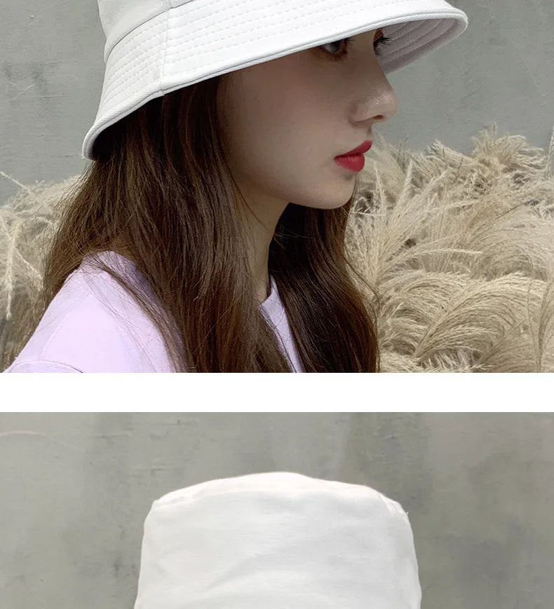 Fashion Bucket Hats Solid Panama Sunscreen Fisherman Cap Outdoor Beach Sun Cap Hat For Women Men