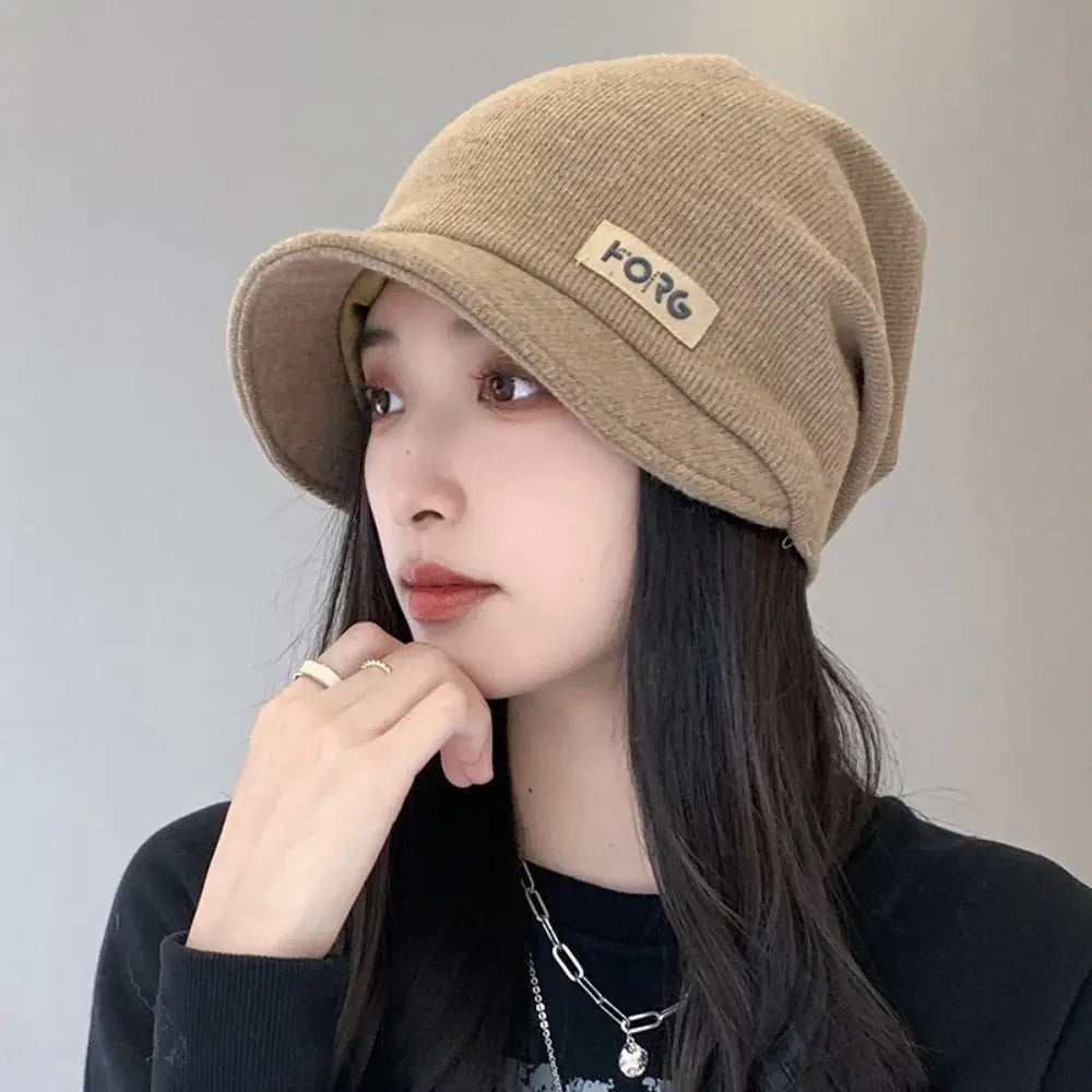 Versatile Soft Knitted Hat Elastic Thickened Peaked Cap