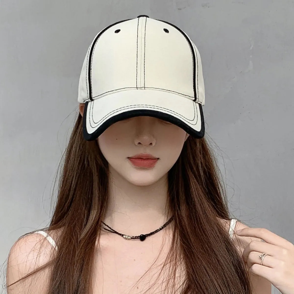 Korean Light Plate Contrasting Color Baseball Cap Fashion Shows Small Face