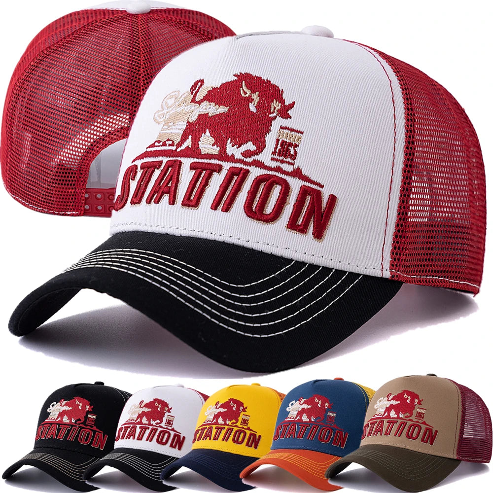 Unisex Station Letter Summer Fishing Cap