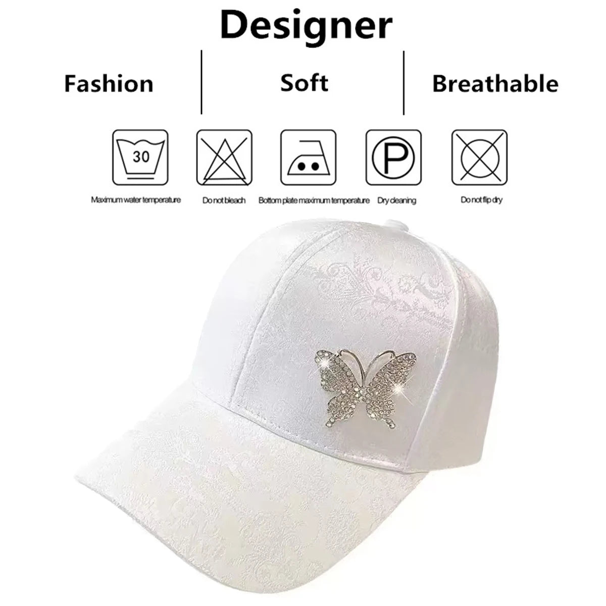 Unisex Rhinestone Butterfly Baseball Caps Spring Autumn