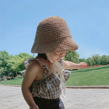 Korean Style Straw Hat For Little Girls