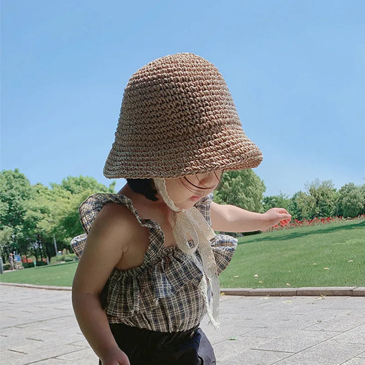 Korean Style Straw Hat For Little Girls